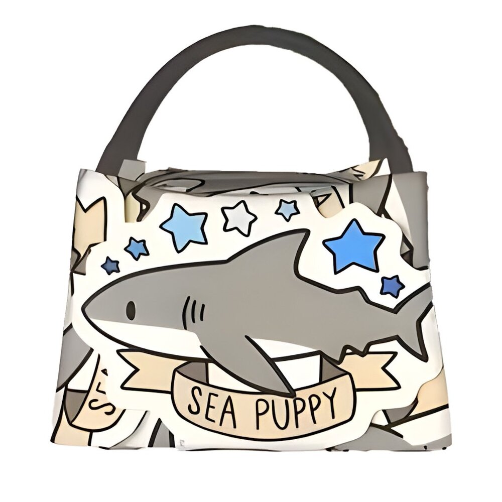 Cute Sea Puppy Shark Insulated Lunch Bag Dolphin Seal Pinterest Funny Jaws NEW